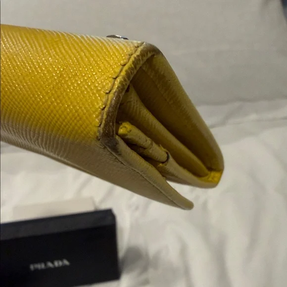 Prada Yellow Saffiano Leather Flap Wallet - Picture 3 of 10